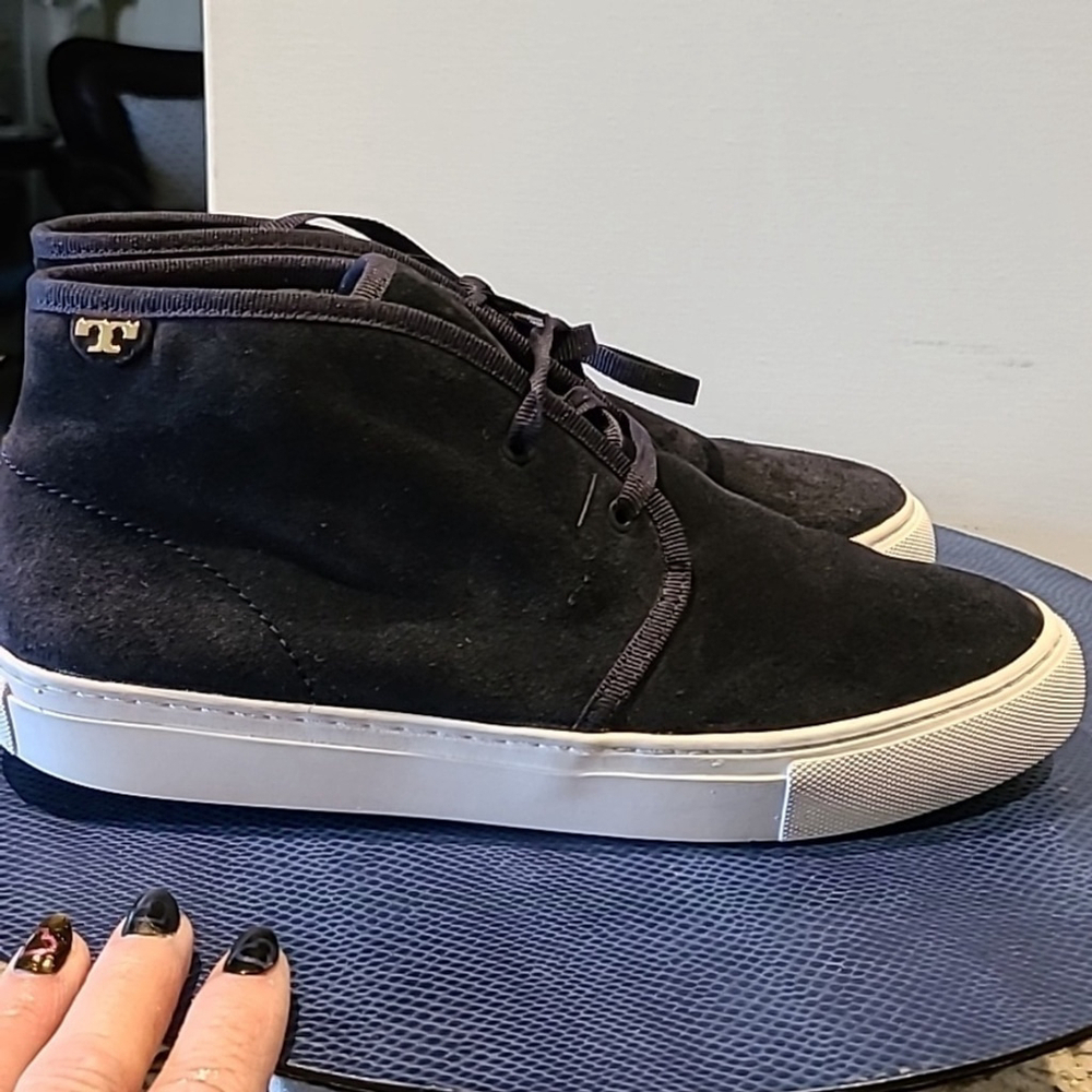 Tory Burch blue suede "Iggy" high top shoes sz. 7.5.(#1279). Excellent condition